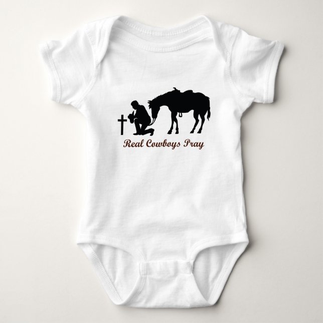 Real Cowboys Pray Baby Bodysuit (Front)