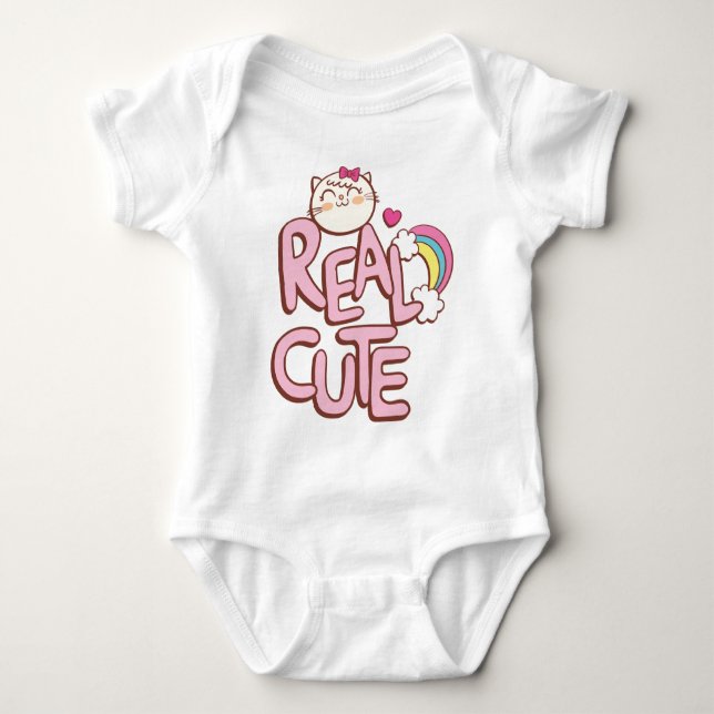 Real cute cat  baby bodysuit (Front)