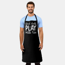 Real Dads Play With Fire BBQ Large Black Apron