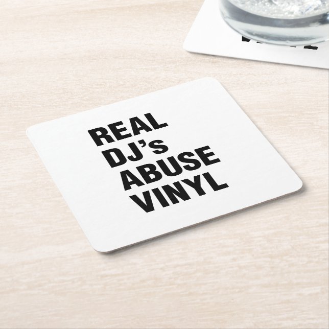 REAL DJ's ABUSE VINYL Square Paper Coaster (Angled)