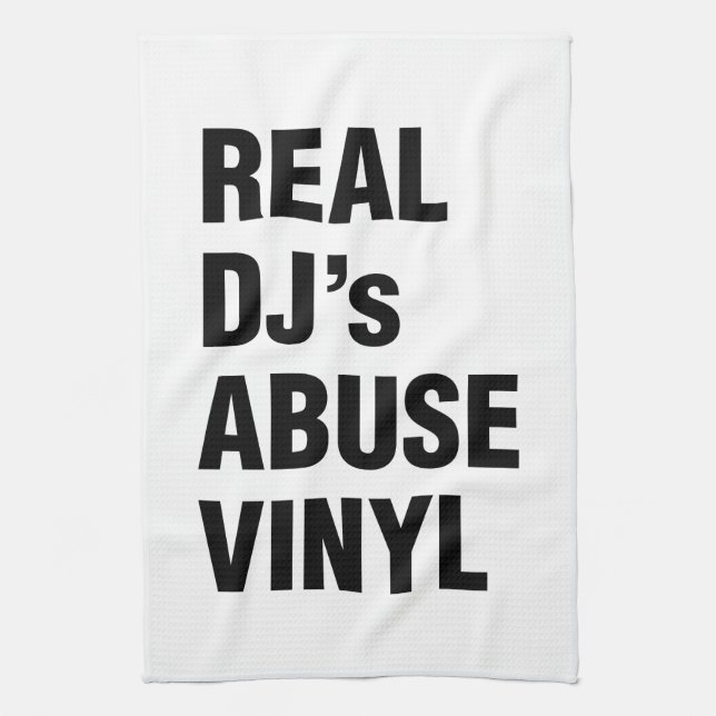 REAL DJ's ABUSE VINYL Tea Towel (Vertical)
