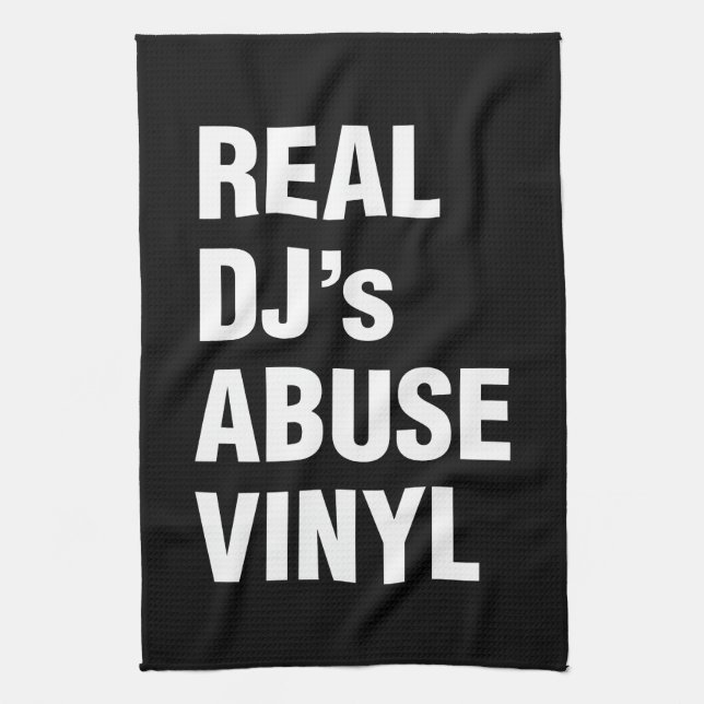 REAL DJ's ABUSE VINYL Tea Towel (Vertical)