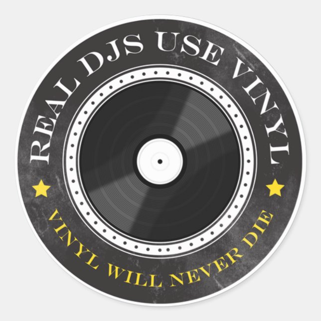 Real DJs Use Vinyl Classic Round Sticker (Front)