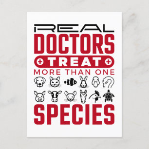Real Doctors Treat More One Species Veterinarian Postcard