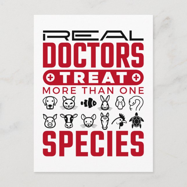 Real Doctors Treat More One Species Veterinarian Postcard (Front)