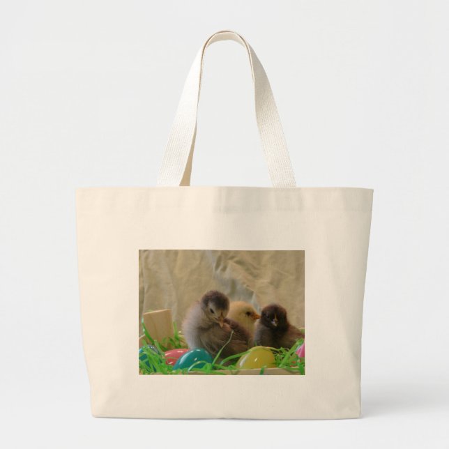 Real Easter Chicks Large Tote Bag (Front)