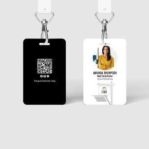 Real Estate Add Your Logo Photo QR Code ID Badge