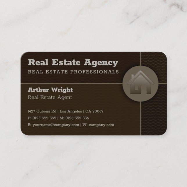 Real Estate Agency | Professional Brown Business Card (Front)