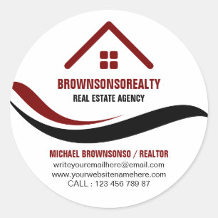 Real estate agency simple logo Red Classic Round Sticker