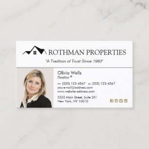  Real Estate Agent  Add Photo House Logo Business Card