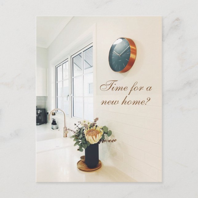 Real Estate Agent Advertising Time for a New Home Postcard (Front)