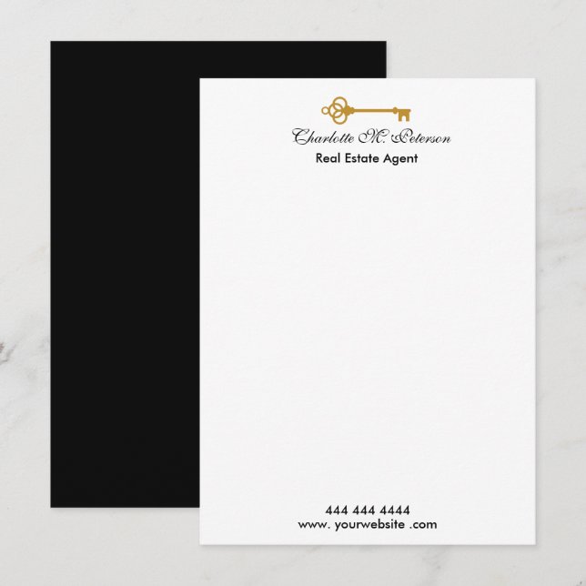 Real Estate Agent Black And White Minimalist  Card (Front/Back)
