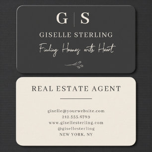 Real Estate Agent Black Professional Business Card