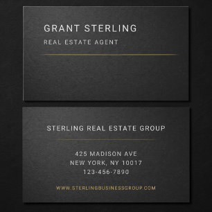 Real Estate Agent Black Professional  Business Card