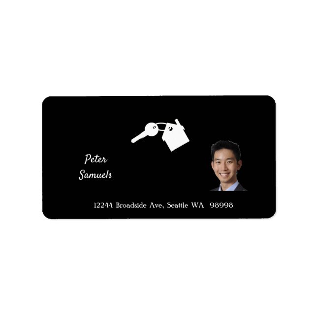 Real Estate Agent Black Return Address Label (Front)