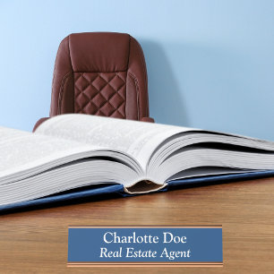 Real Estate Agent Blue Desk Name Plate