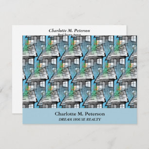 Real Estate Agent Blue House Pattern  Card
