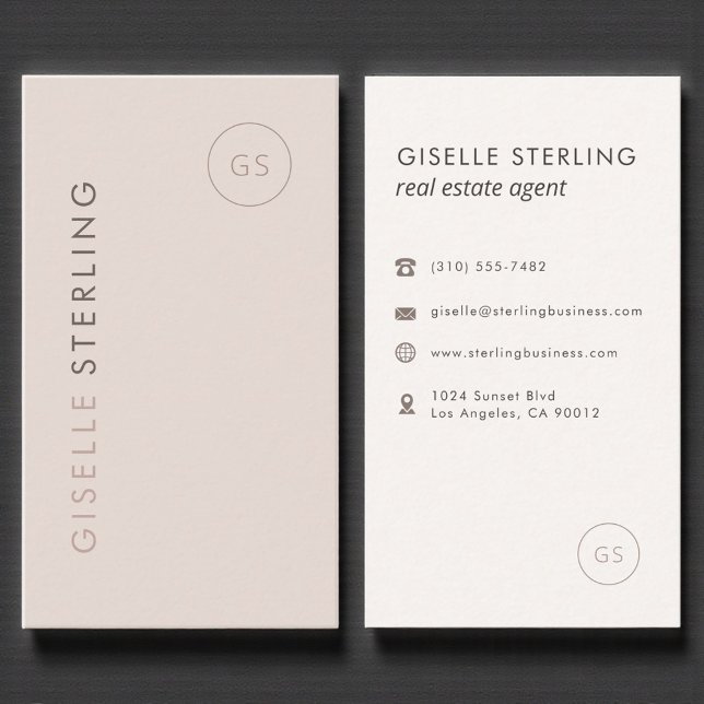 Real Estate Agent Blush Pink Minimalist Modern Business Card (Creator Uploaded)