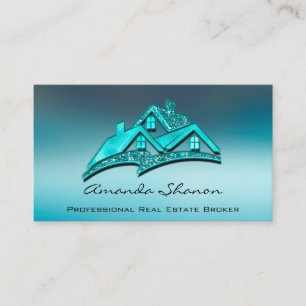 Real Estate Agent Broker House Glitter 3D House Business Card
