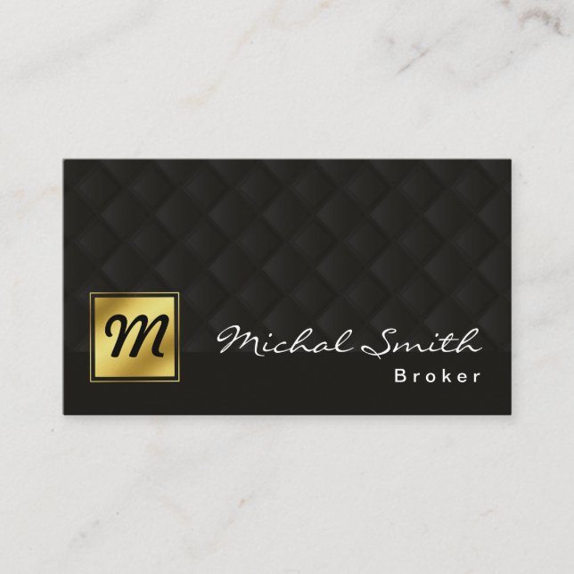 Real Estate Agent Broker Luxury Black Gold  Business Card (Front)