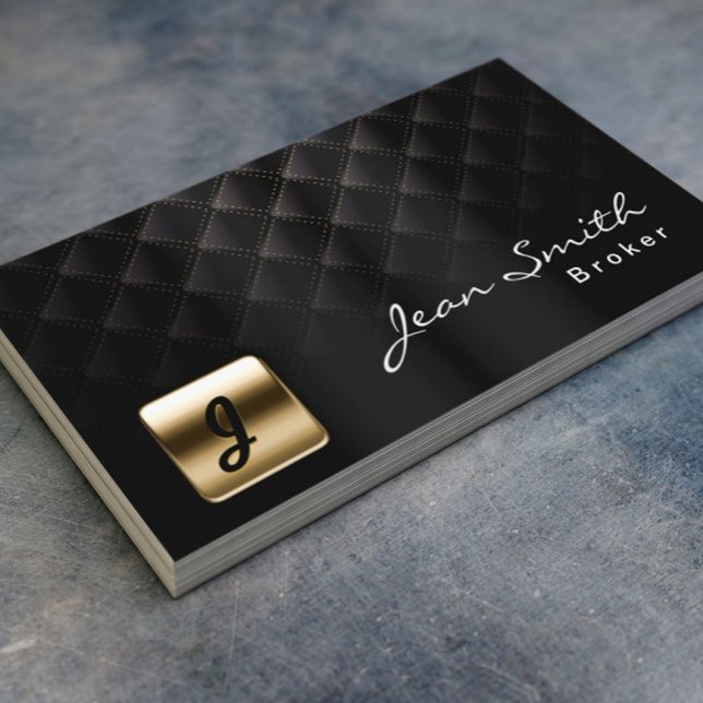 Real Estate Agent Broker Luxury Black Gold Business Card (Creator Uploaded)