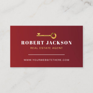 Real Estate Agent Broker Luxury Golden key  Business Card