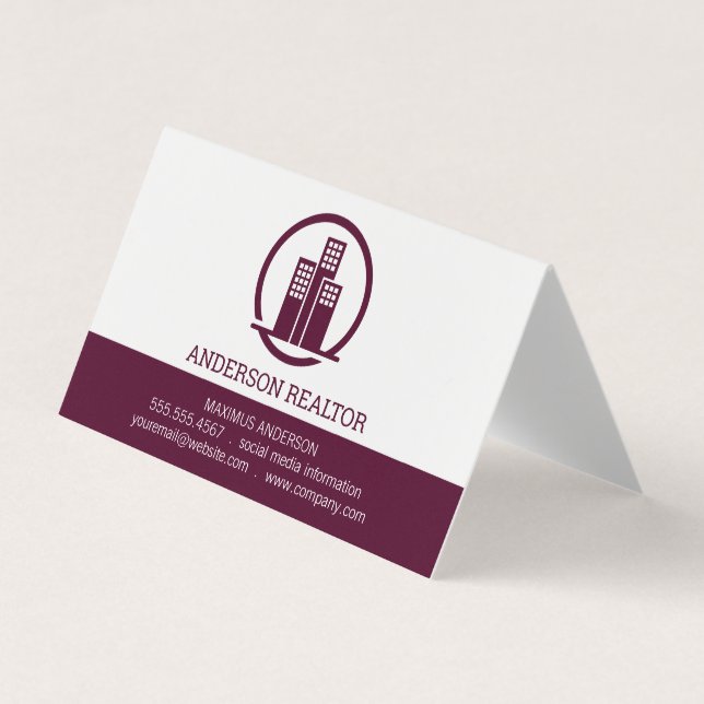 Real Estate Agent | Building Icon Business Card (Front)