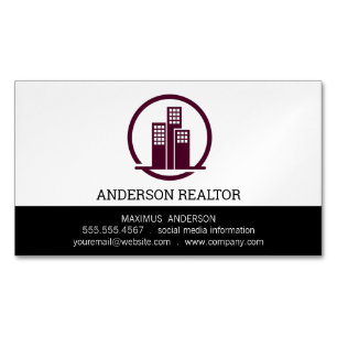 Real Estate Agent   Building Icon Magnetic Business Card