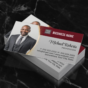 Real Estate Agent Burgundy Red Professional Photo Business Card