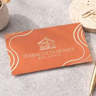 Real Estate Agent Business Card Modern Terracotta