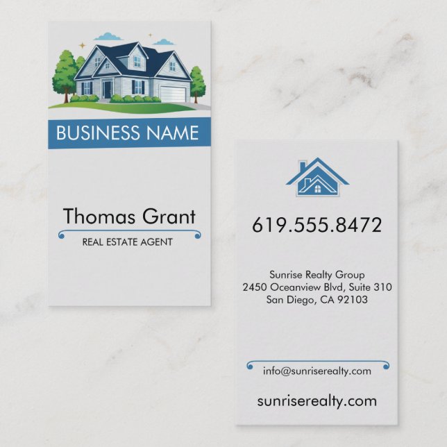 Real Estate Agent Business Card Modern Vertical (Front/Back)