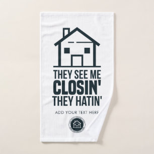 Real Estate Agent Business Logo Personalise Hand Towel