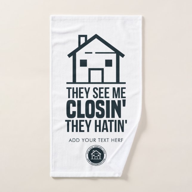Real Estate Agent Business Logo Personalise Hand Towel (Hand Towel)