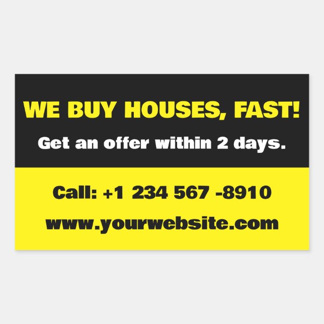 Real Estate Agent Business Sticker - We Buy Houses (Front)