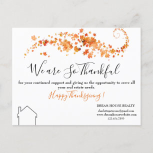 Real Estate Agent Business Thanksgiving Holiday Postcard