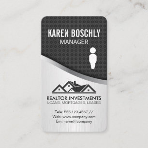 Real Estate Agent Carbon Fibre Metallic Variation Business Card