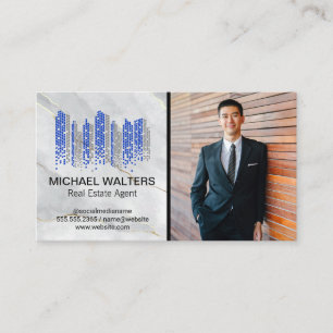 Real Estate Agent   City Buildings Logo Business Card