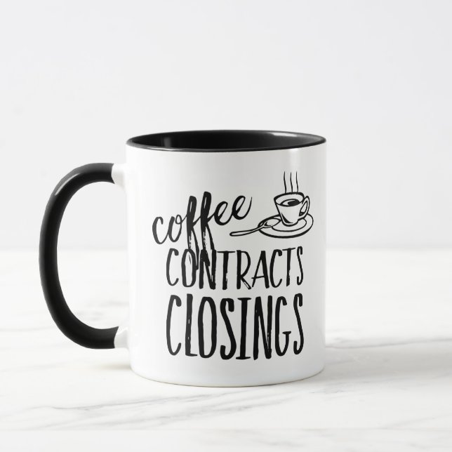 Real Estate Agent Coffee Contracts Closings Mug (Left)