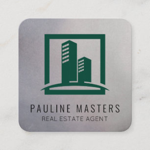 Real Estate Agent Corporate Building Green Appointment Card