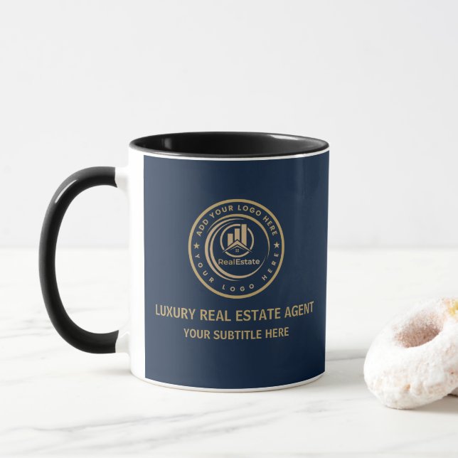 Real Estate Agent | Custom Logo Property Branding Mug (With Donut)
