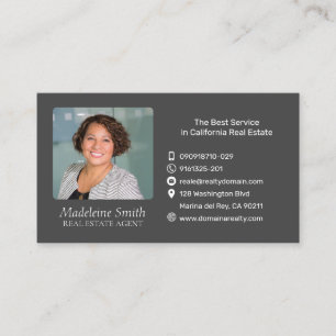 Real Estate Agent Dark Grey Professional Business Card