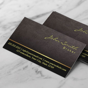 Real Estate Agent Darker Leather Broker  Business Card