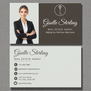 Real Estate Agent Elegant Sage Green Photo Business Card