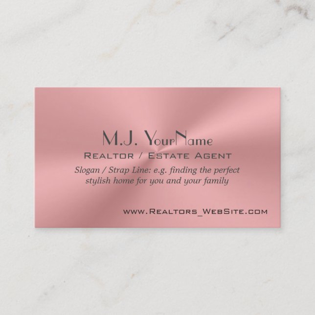 Real Estate Agent Estate Agent luxury pink chrome- Business Card (Front)