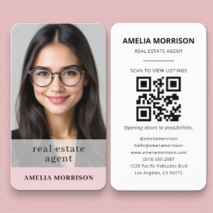 Real Estate Agent Feminine QR Code Photo  Business Card