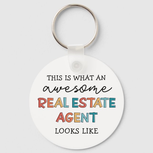 Real Estate Agent Funny Awesome Realtor Gifts Key Ring (Front)
