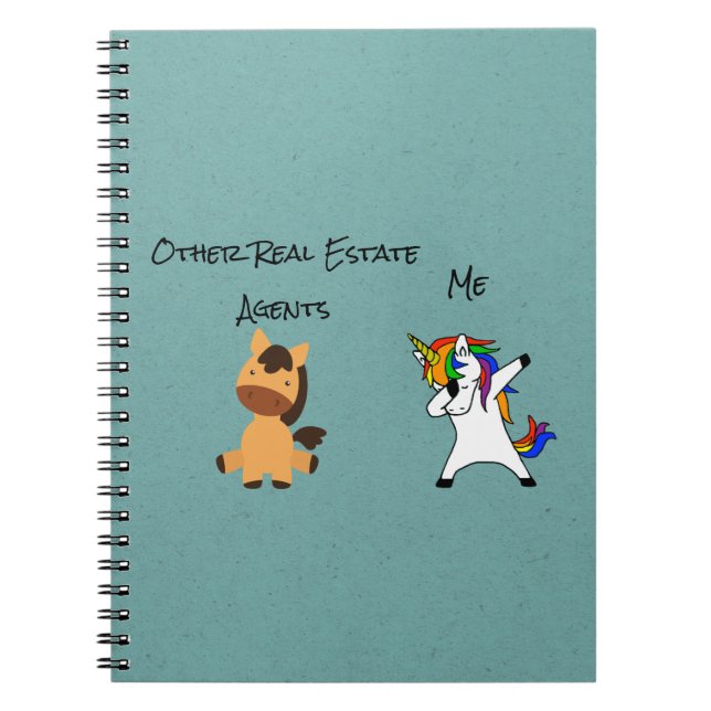 Real Estate Agent Gift Dabbing Unicorn Horse Notebook (Front)