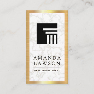 Real Estate Agent Gold Border Marble Golden Appointment Card