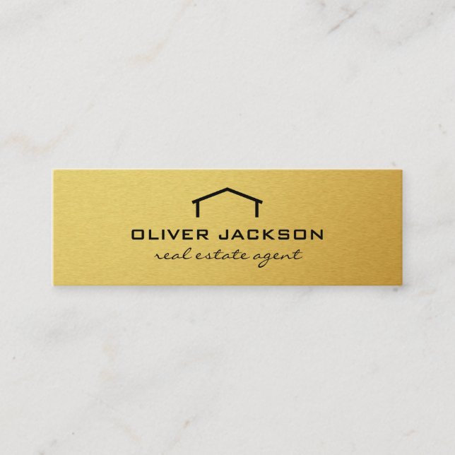 Real Estate Agent Gold Elite Mini Business Card (Front)