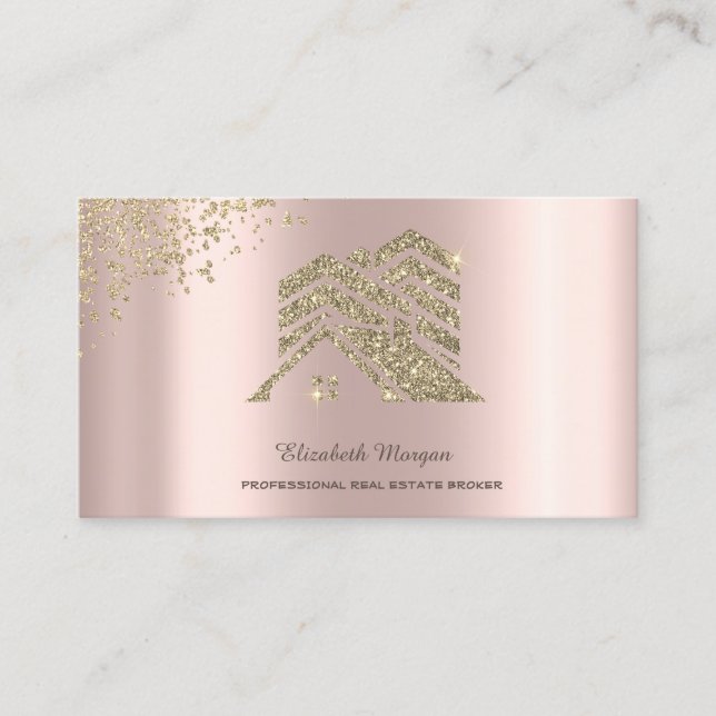 Real Estate Agent Gold House Building Diamonds Business Card (Front)